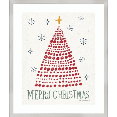 Small Silver Framed Christmas Tree Print Wall Decor