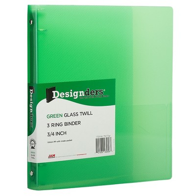 JAM Paper Plastic 0.75 Inch Binder Green 3 Ring Binder Sold Individually 750T1GR