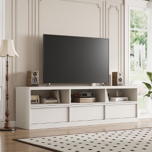 70 inch Wood TV Stand for 80" TVs, Mid Century Modern Entertainment Center with Storage Drawer & Open Shelves, for Living Room/Bedroom - 1 of 4