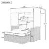Chic Crate-2-Piece Rattan Daybed – 5-Pos. Adj. & Bench Lounge | Waterproof Cushions | Grey Wicker | Multi-Use - 4 of 4