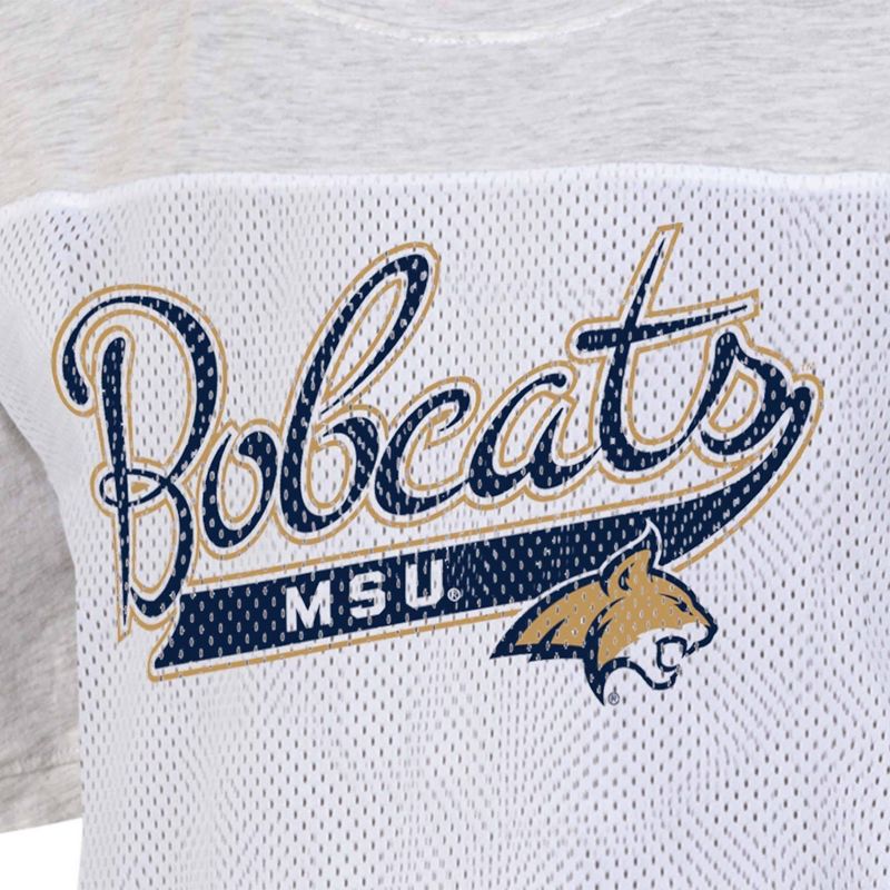 NCAA Montana State Bobcats Women&#39;s White Mesh Yoke T-Shirt, 3 of 4