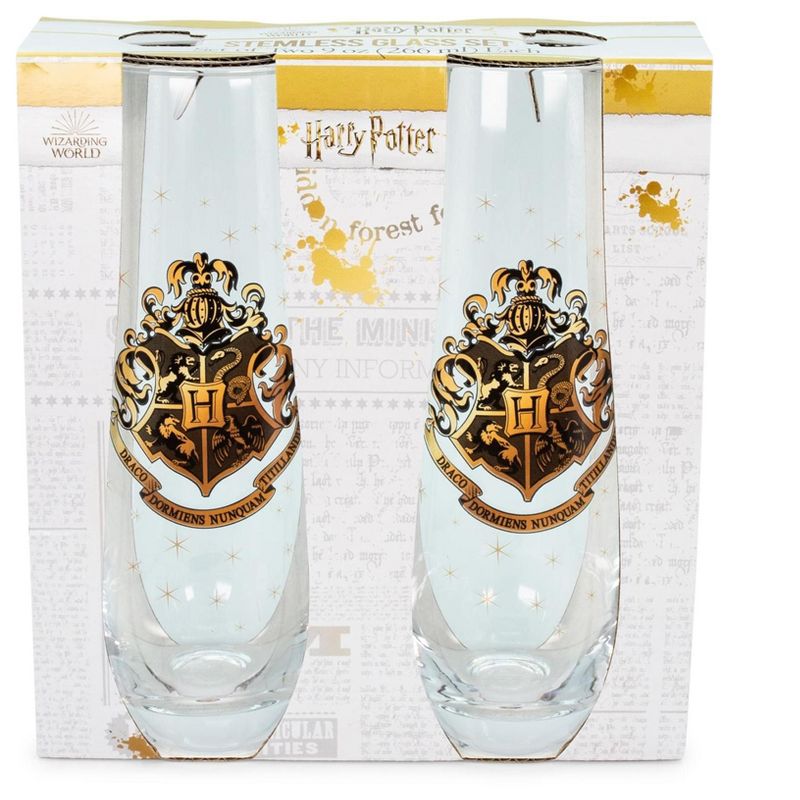 Silver Buffalo Harry Potter Hogwarts 9-Ounce Stemless Fluted Glassware | Set of 2, 2 of 7