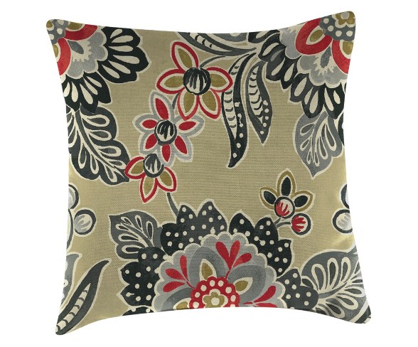 Outdoor Throw Pillow Set Jordan Manufacturing Multi-colored Fuchsia Heather Black Buff Beige