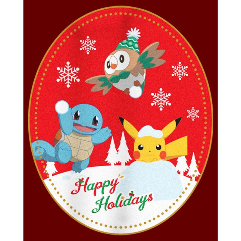 Juniors Womens Pokemon Christmas Happy Holidays Patch Cowl Neck Sweatshirt, 2 of 4