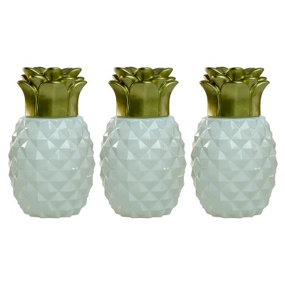 6.5" 3pk Pineapple Paradise Glass Table Torch White/Gold - TIKI