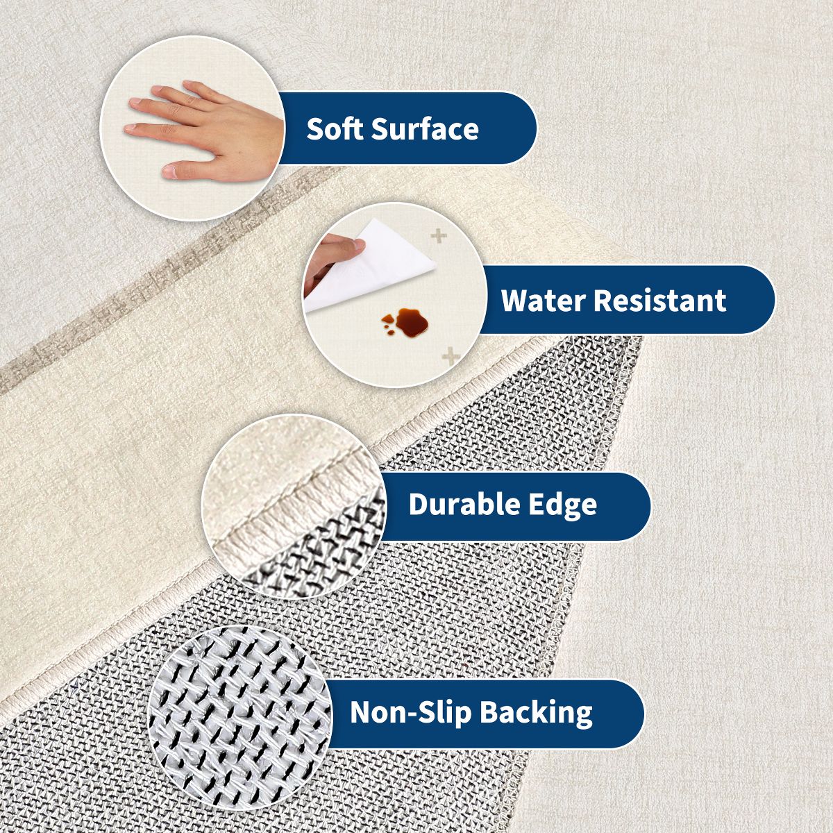 Garvee Area Rugs for Living Room Bedroom Modern Cross Pattern Rug Washable Bordered Carpet Low Pile Non-Slip Accent Rug for Dining Room Hallway - thumbnail 6