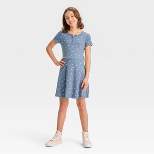 Girls' Rib-Knit Skater Henley Dress - art class™