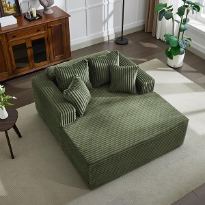Oversized 61 Inch Chaise Lounge Chair Corduroy Upholstered Sofa with 4 Pillows - 1 of 4