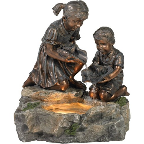 John Timberland Zen Outdoor Floor Water Fountain with Light LED 22