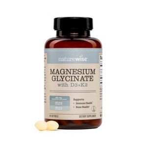 NatureWise Magnesium Glycinate 550mg + High-Dose 10000 IU Vitamin D3 K2 100mcg - D3 K2 Magnesium Supplement - Chelated - Non-GMO - 1 of 4