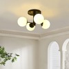 PAKOKULA 21.7 in. 4-Light Black Industrial Semi-Flush Mount Ceiling Light with White Glass Shades, Dimmable Fixture for Dining Room - 2 of 4