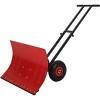 Snow Shovel with Wheels, 29" Snow Pusher Shovel for Driveway, Sidewalk, Yard, Adjustable Angle Height, High Blade Design - 2 of 4