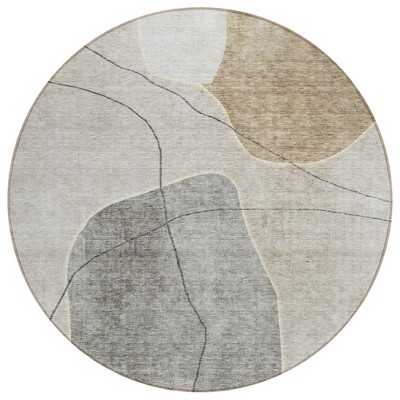 Beige Brown And Taupe Abstract Washable Indoor Outdoor Area Rug