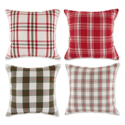 4pk 18"x18" Farmhouse Christmas Plaid Square Throw Pillow Covers - Design Imports