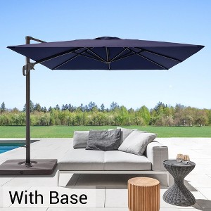 Sonkuki 10x10ft Cantilever Patio Umbrella Offset Hanging Umbrella with Base and 270gsm Fade-Resistant Fabric 360° Outdoor - 1 of 4