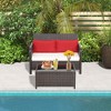 Costway 2 PCS Outdoor Patio Wicker Furniture Set with Tempered Glass Tabletop & Cushions - 4 of 4