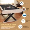7 FT Pool Table , Billiard Table with 2 Cue Sticks, Billiard Balls, Cues, Cleaning Brush, X-Legs, Black Cloth, Rustic Grey, 84"L x 46.5"W x 32.7"H - 3 of 4