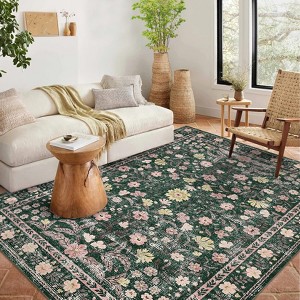 COZONY Retro Area Rug with Mottled Floral Pattern, Durable Non-Shedding Low Pile Washable Carpet for Living Room, Bedroom & Home Decor - 1 of 4