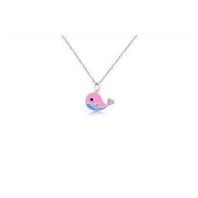 Chanteur Hypoallergenic Kids Jewelry Accessories Whale Crystal White Gold Palladium Plating Necklace Pendant