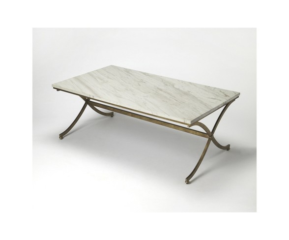Butler Specialty Pamina Travertine Cocktail Table Antique Gold