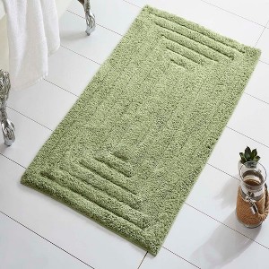 Knightsbridge Stylish And Comfortable All Season Traditional Racetrack Design Cotton Bath Rug, Sage - 1 of 4