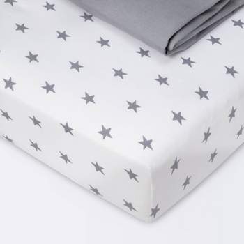 Fitted Jersey Crib Sheet - Gray & Scatter Star - Cloud Island™ 2pk