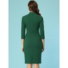 Allegra K Women's Front Tie Neck 3/4 Sleeve Work Bodycon Dress - 4 of 4