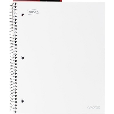 Staples Durable Poly Cover 1 Subject Notebook Wide Ruled 8-1/2" x 11" White TR25543M/25543