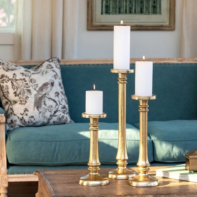 Classic Gold Cast Aluminum Candlestick, 17" Height
