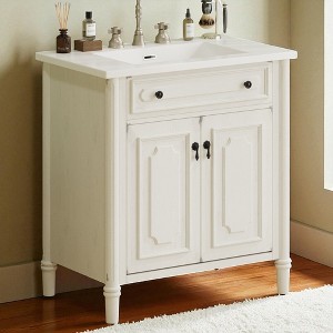 31" Vintage Bathroom Vanity with Sink, Rustic Cabinet with Antique Finish, Soft Close Doors, Adjustable Shelf and Solid Wood Legs - 1 of 4