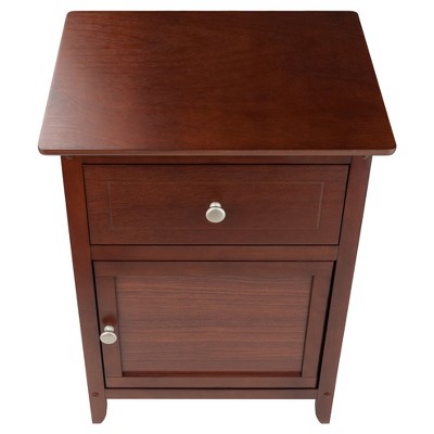 Transitional Walnut Nightstand with Drawer and Cabinet Storage