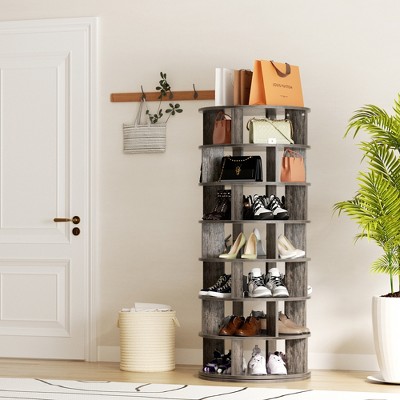 Aheaplus 7-Tier Shoe Rack, 28-32 Pair Rotating Shoe Rack Tower