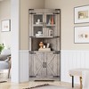Farmhouse 67" Tall Corner Storage Cabine, Freestanding with 4 Glass Doors Corner Cabinet & Adjustable Shelves for Living Room, Kitchen, Bathroom - 3 of 4