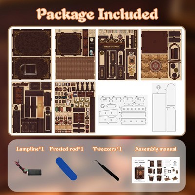 Детские куклы Etokfoks DIY 3D Wooden Book Nook Kit 1 Piece Miniature Tiny House Bookshelf Decor for Adults Teens Beginners Book Lovers Gift — фото 6