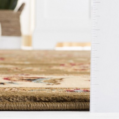 Ivory and Green Traditional Synthetic Runner Rug