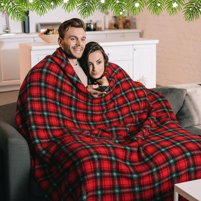 Flannel Red and Green Plaid Blanket Buffalo Throw Blanket Checkered Gift Christmas