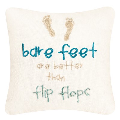 C&F Home 10" x 10" Bare Feet/Flip Flops Embroidered Throw Pillow