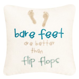 C&F Home 10" x 10" Bare Feet/Flip Flops Embroidered Small Petite Throw Pillow - 1 of 4