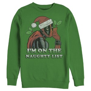 Men's Marvel Christmas Deadpool Naughty List Sweatshirt - 1 of 3