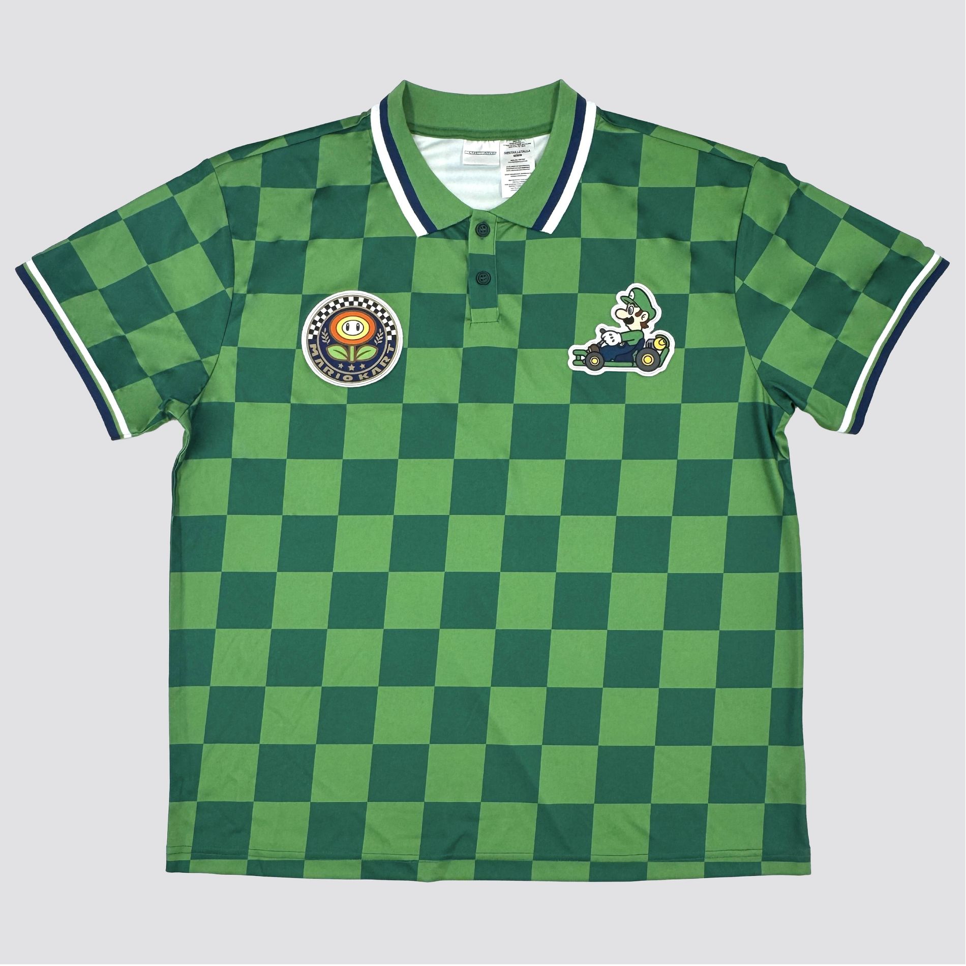 Super Mario Check SS Polo Green Luigi