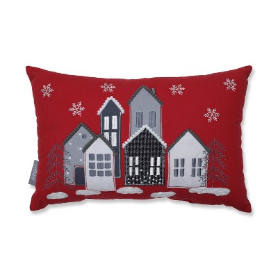 11.5"x18.5" Festive Village Lumbar Throw Pillow - Pillow Perfect