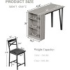 GOCAPTAIN Bar Table and Chairs Set, 3 Piece Bar Table Set with with Flip Top Extension and Storage Shelves, Dining Table Set for Kitchen, Apartment - 3 of 4