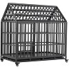 47.2" Heavy-Duty Dog Crate - Metal Kennel with Roof & Window, Lockable Wheels for Indoor/Outdoor Use, Large Pet Playpen with Ventilation - 2 of 4