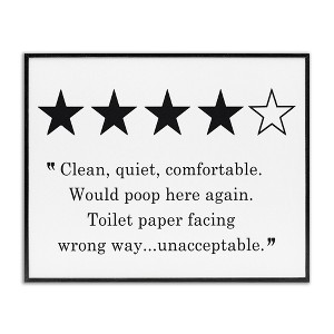 Stupell Industries Four Star Bathroom Review Funny Toilet Paper Humor Black Framed Giclee Art - 1 of 4
