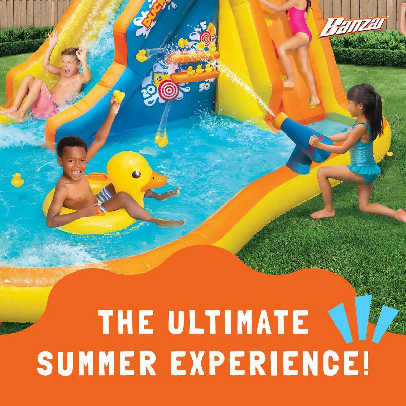 Banzai Duck Blast Water Park Outdoor Backyard Inflatable Slide with Climbing Wall, Water Cannon, Splash Lagoon, Pool Float, & Blower, 6 of 8