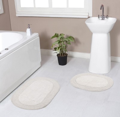 Double Ruffle Collection Cotton Ruffle Pattern Tufted Set of 2 Bath Rug Set - Home Weavers