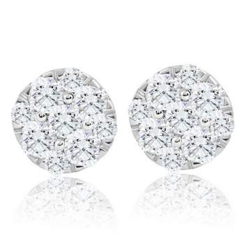 Pompeii3 1/2Ct TW Round Cut Diamond Pave Studs Lab Created 10k Yellow Gold Earrings