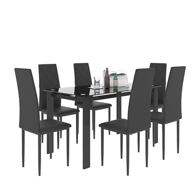 Oversart 7-piece dining table set, dining table and chair