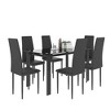 5/7 PCS Dining Table Set Dining Set with PU Chairs & Tempered Glass Dining Table, Black-ModernLuxe - 2 of 4