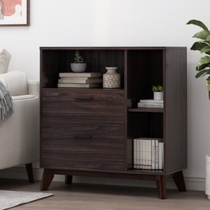 KWPZQEB Storage Cabinet, Coffee Bar Cabinet with 2 Drawers, Freestanding Cupboard with 3 Open Storage, Modern Kitchen Storage Cabinet with Living Room - 1 of 4